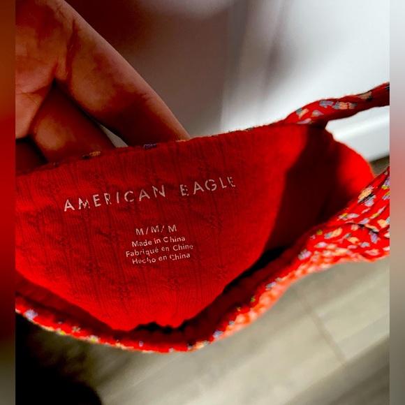 American Eagle Orange Floral Pattern Tank Top - Picture 3 of 3